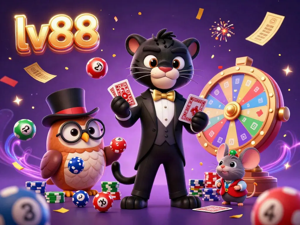 Experience thrilling action at lv88 with charming characters and dynamic game elements celebrating a vibrant casino atmosphere.