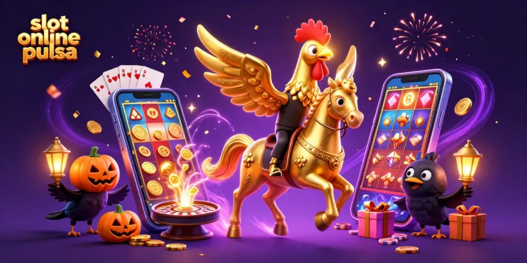 Experience thrilling slot online pulsa action with exciting games and vibrant visuals in a casino setting.