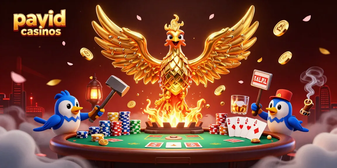 Experience winning excitement at payid casinos with a vibrant poker setting and golden phoenix magic.